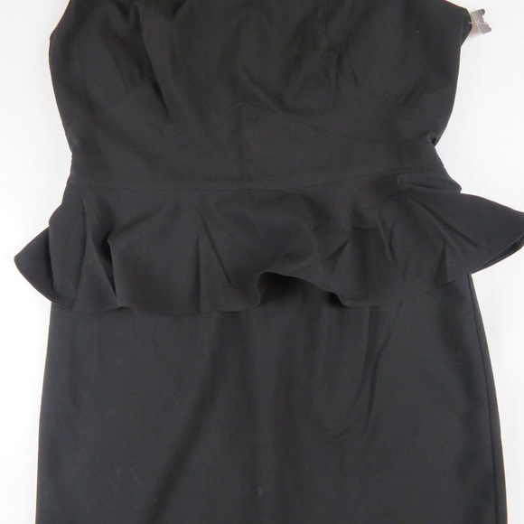 NWT- ALLEN B by ALLEN SCHWARTZ Black Peplum Sleeveless with brooch Dress - Picture 3 of 5